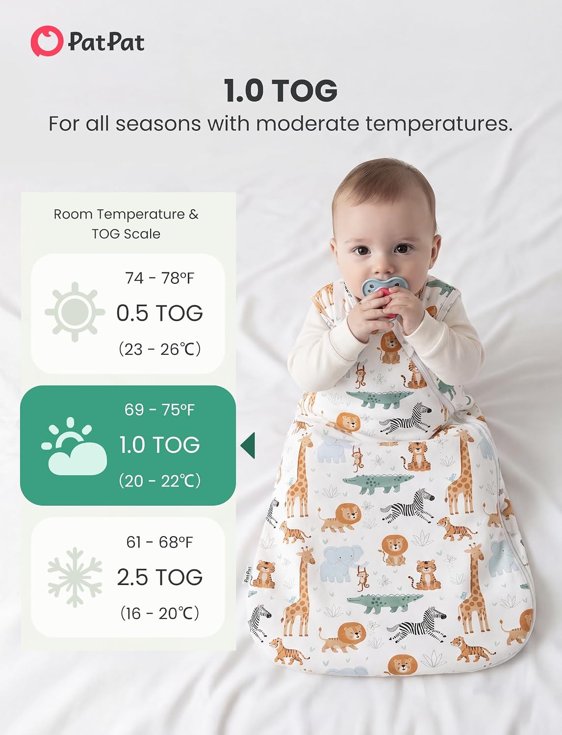 Thumbnail 3 de PATPAT Baby Sleep Sack in Bamboo Viscose