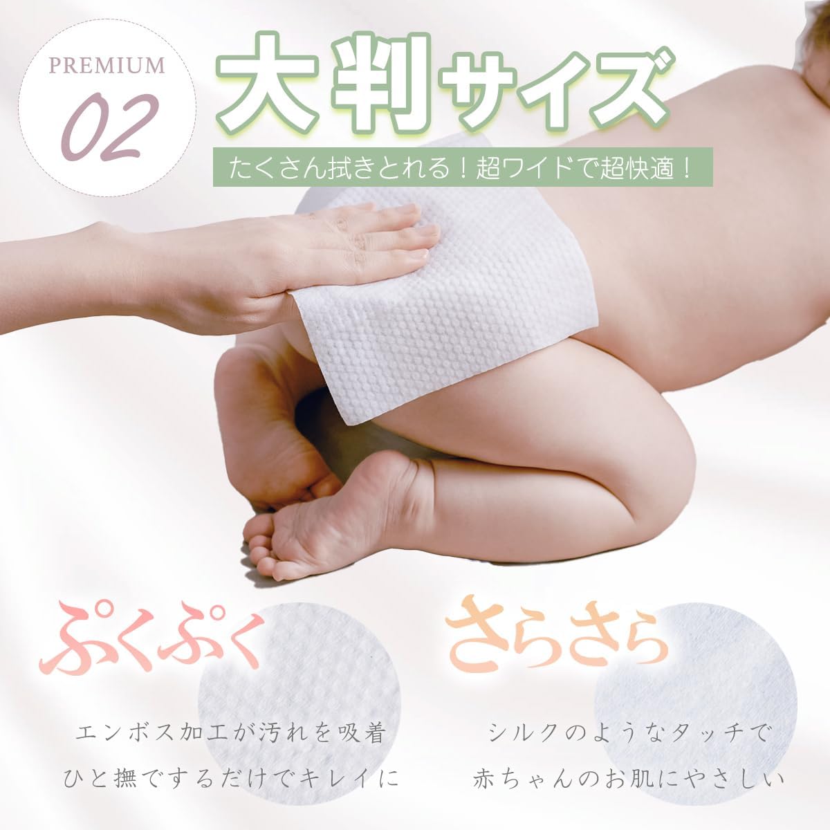 Detalle de bc babycare おしりふき 20枚入り12パック|純水99.9%・厚手・コンパクト