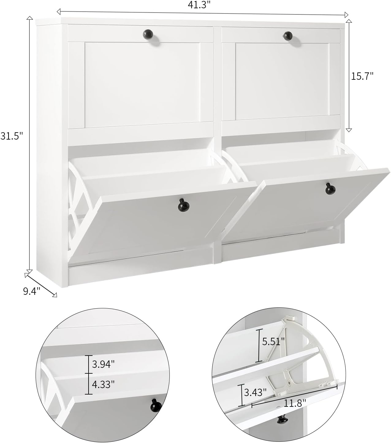 Detalle 2 de VOWNER Zapatero 4 Puertas 105 x 24 x 80 cm