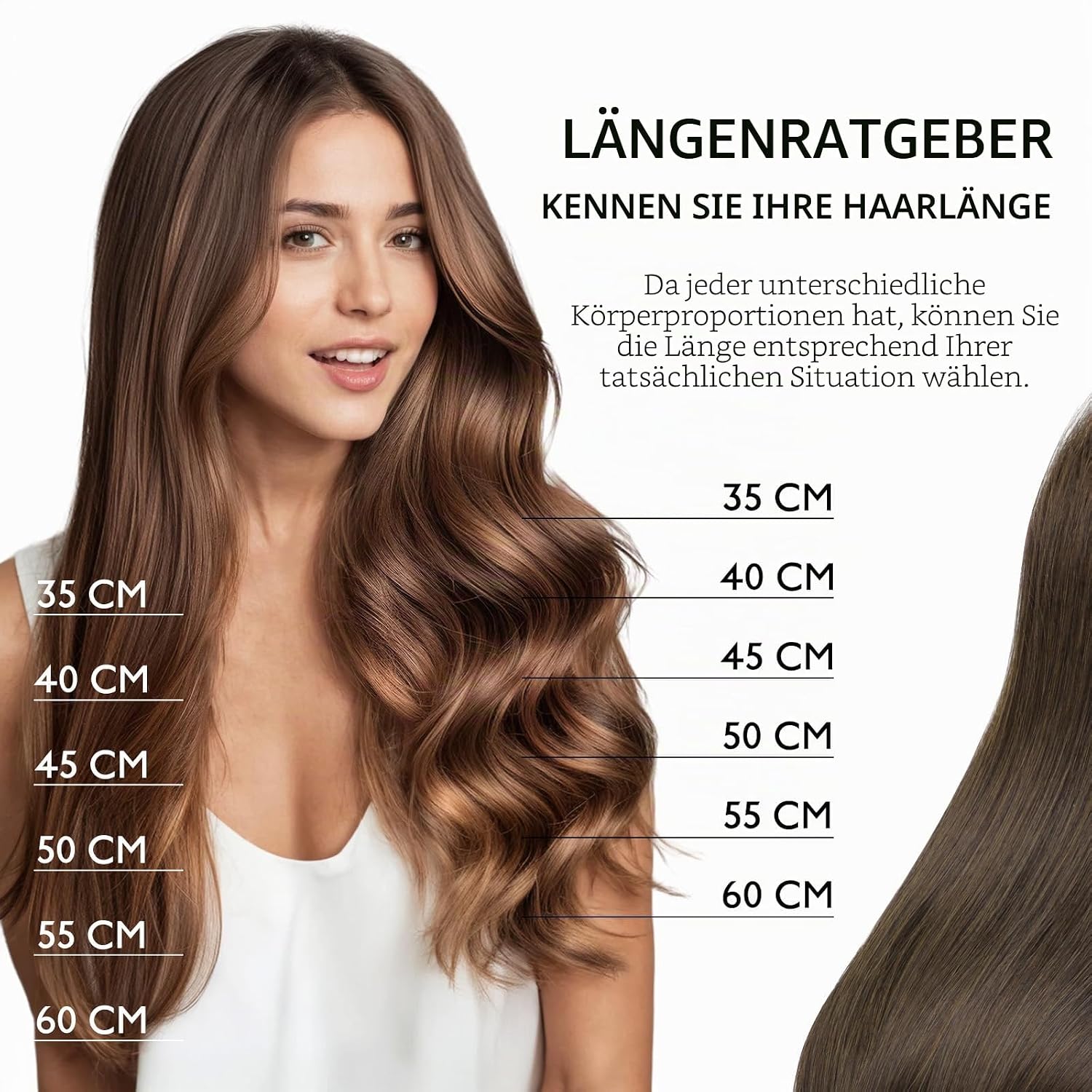 Detalle de WENNALIFE Clip-in Echthaar Extensions, 45 cm / 18 Zoll, 7 Teile, 120 g – Schokoladenbraun