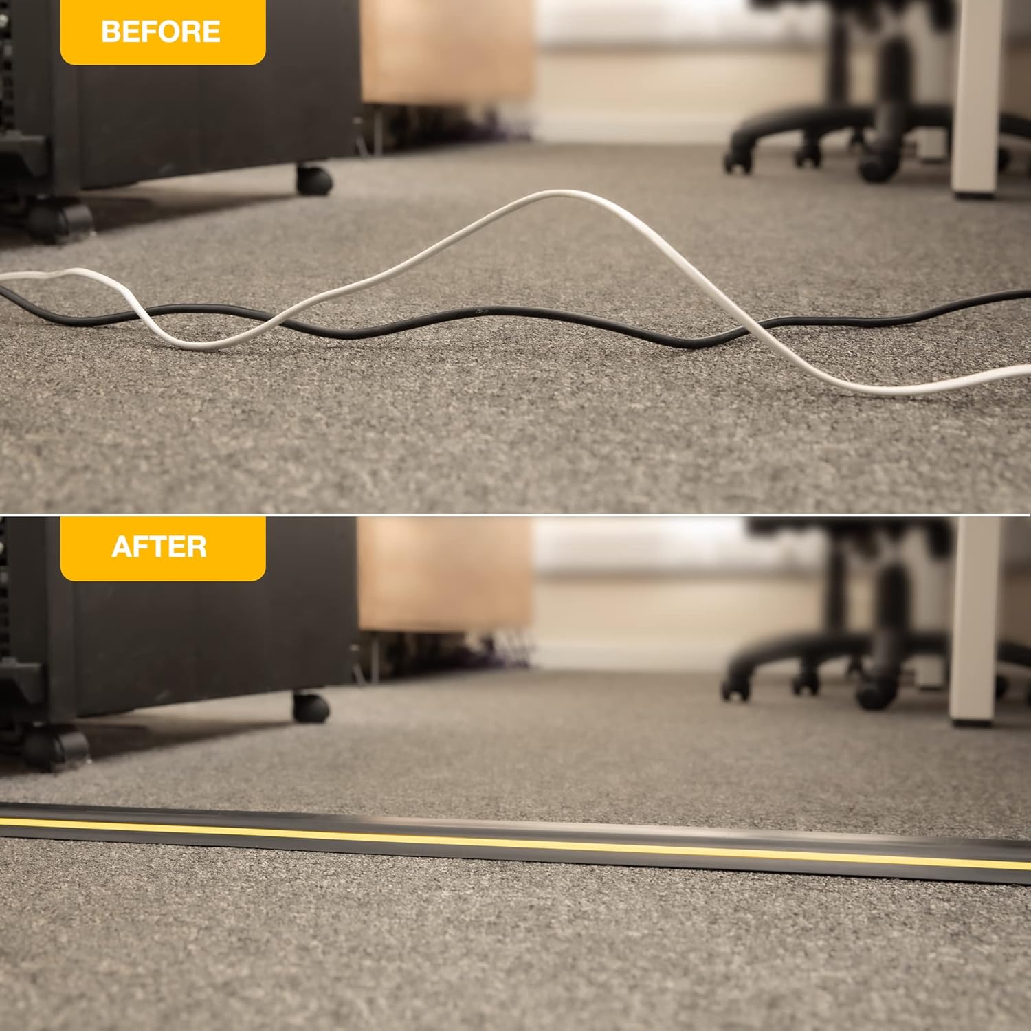 Detalle 2 de Deeba UK Floor Cable Cover Protector (10M) with Pack of Cable Ties – Heavy Duty, Anti-Slip, Ideal for Busy Environments