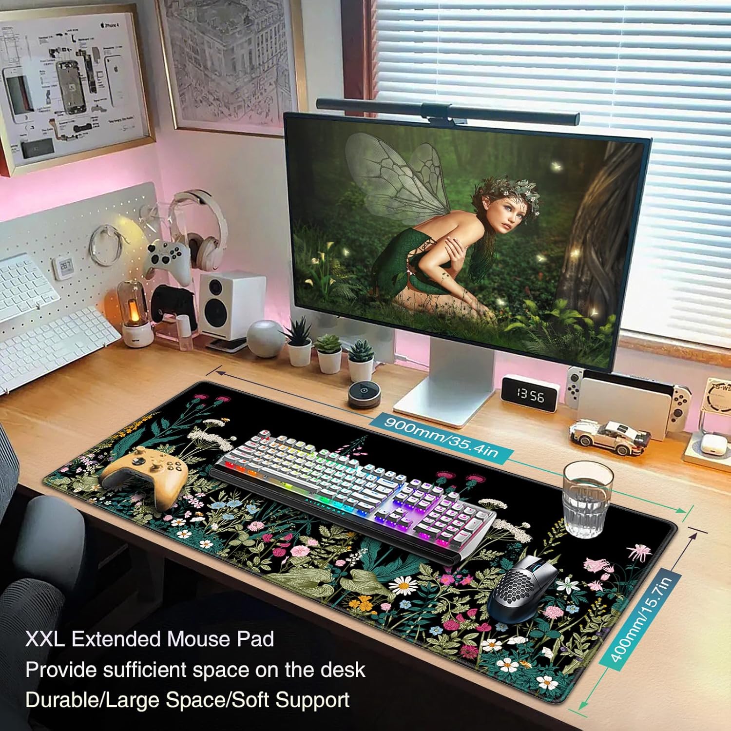 Thumbnail 1 de Acezeek XXL-Mauspad 900 x 400 mm mit genähten Kanten – rutschfeste Gummibasis, wasserabweisende Oberfläche