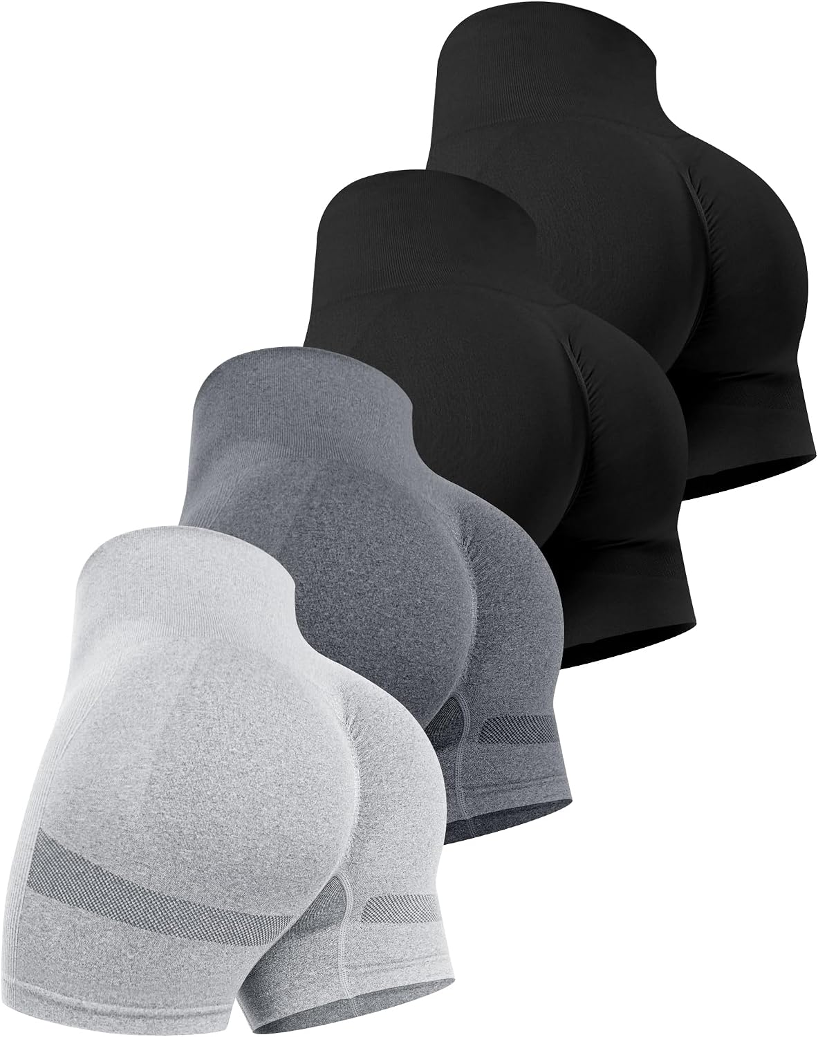 Detalle de CHRLEISURE Women's 4 Pack High Waist Scrunch Shorts