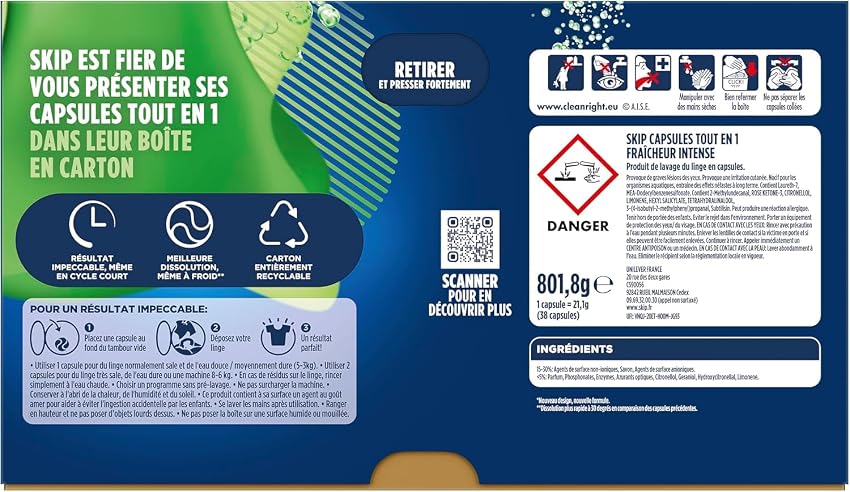 Detalle de Skip Lessive Fresh Clean 3 en 1, 114 lavages ⚙