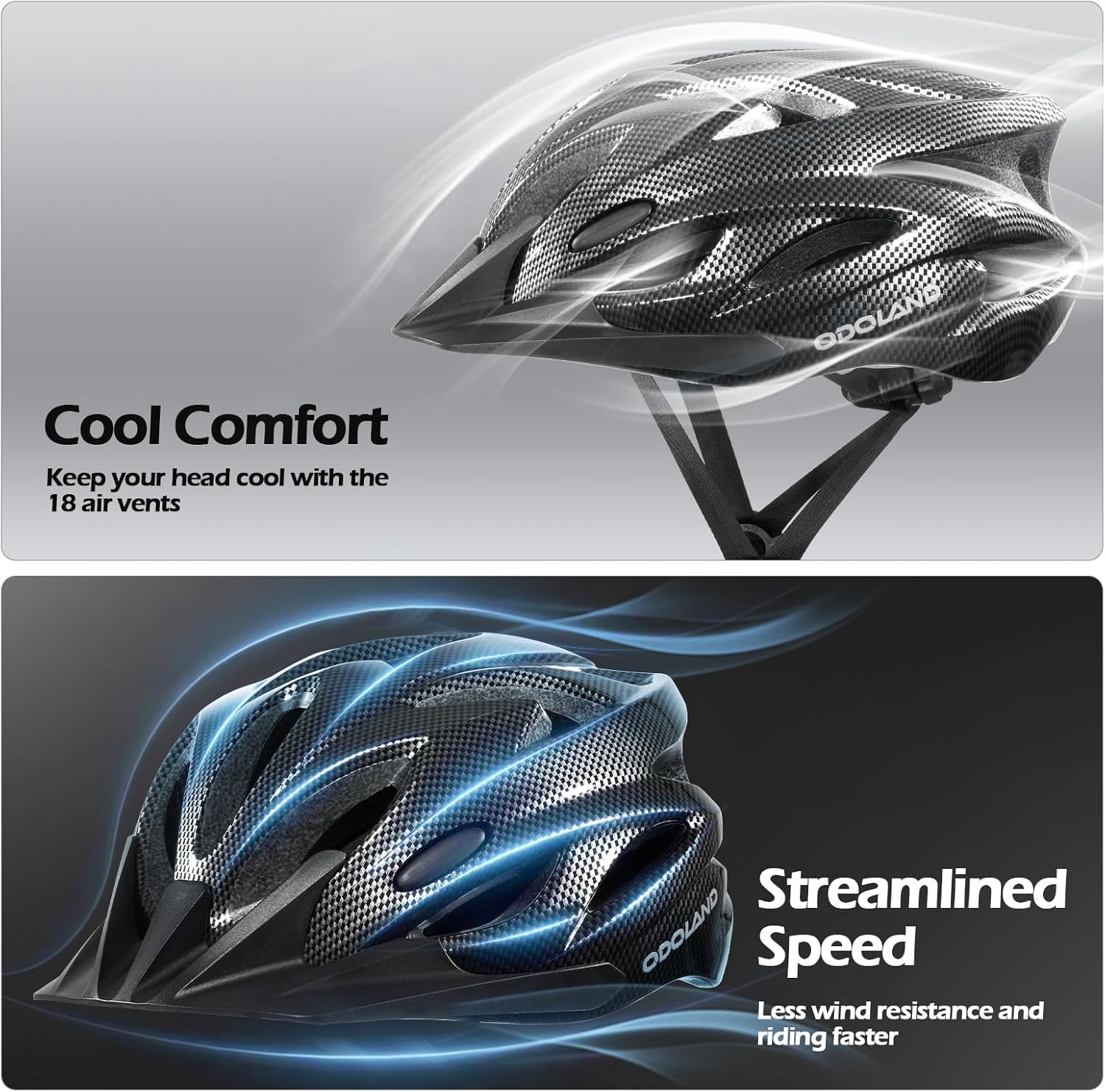 Thumbnail 2 de Odoland Flash bike helmet with cycling sunglasses set – adjustable lightweight adult helmet