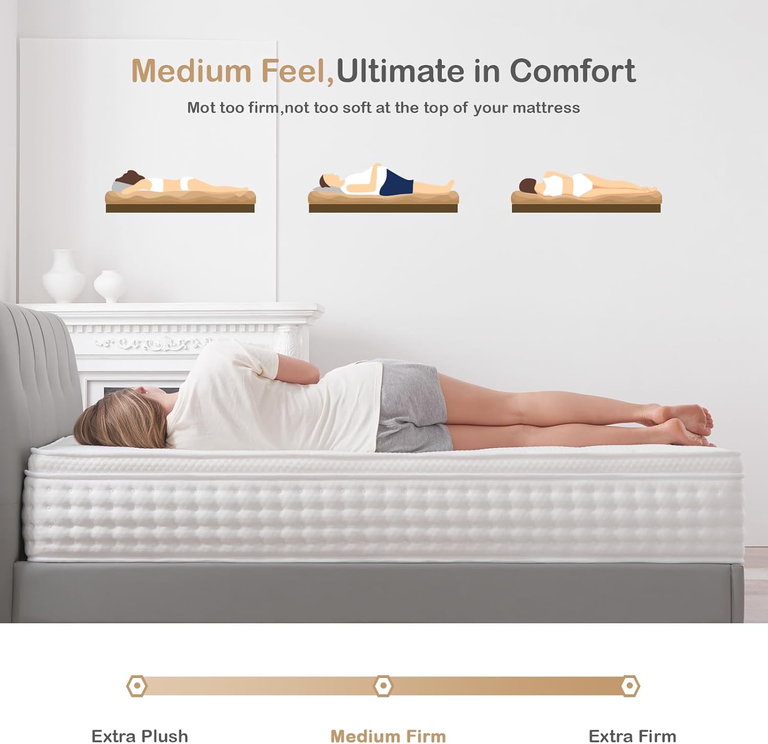 Thumbnail 2 de Hiepunos Single Mattress 10.2 Inch Hybrid Memory Foam with Individually Wrapped Coils
