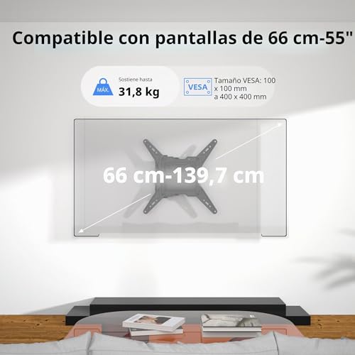 Detalle 2 de XINLEI Soporte TV Pared para 26-55" con Articulación y Rotación (MAP3): Inclinable, Giratorio y de Bajo Perfil