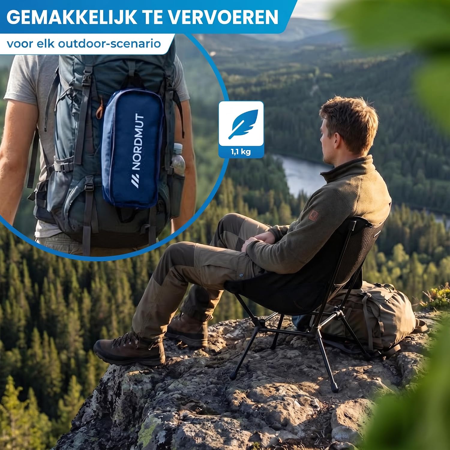Thumbnail 6 de NORDMUT CHR-LGT-BLU-1 kampeerstoel, opvouwbaar aluminium, 1.100 g