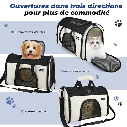 Detalle 2 de Zavothy sac de transport pliable pour chat et chien, respirant, taille S beige