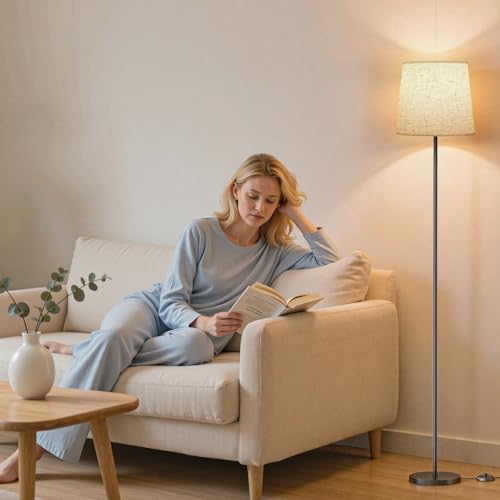 Thumbnail 6 de SIBRILLE Lampada da Terra Salotto 9W con Telecomando e Pedale - LED E27, 3000K–6000K, Paralume in Lino