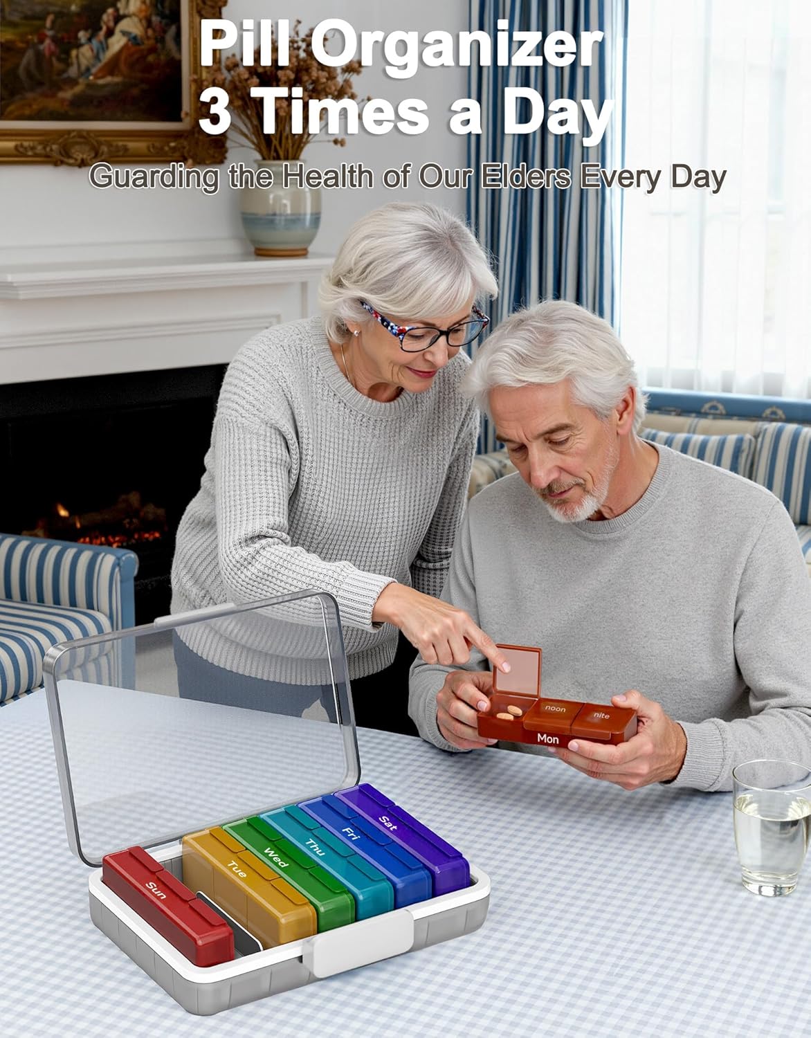 Thumbnail 6 de CTIME 2-teilige Medikamentenbox (Set) mit Ledergriff – tragbarer Organizer für Haushalt, Hobby & Bastelbedarf