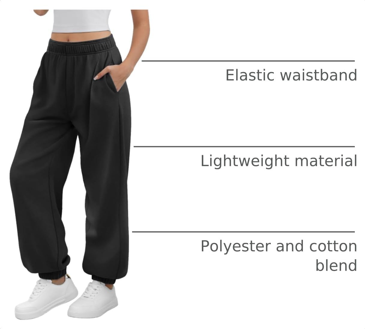 Detalle 2 de ATHMILE Women’s High-Waisted Baggy Lounge Sweatpants with Pockets