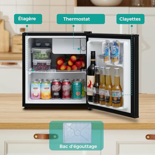 Detalle de SMETA Petit Frigo 46L — Mini réfrigérateur silencieux et réversible pour chambre, bureau et studio
