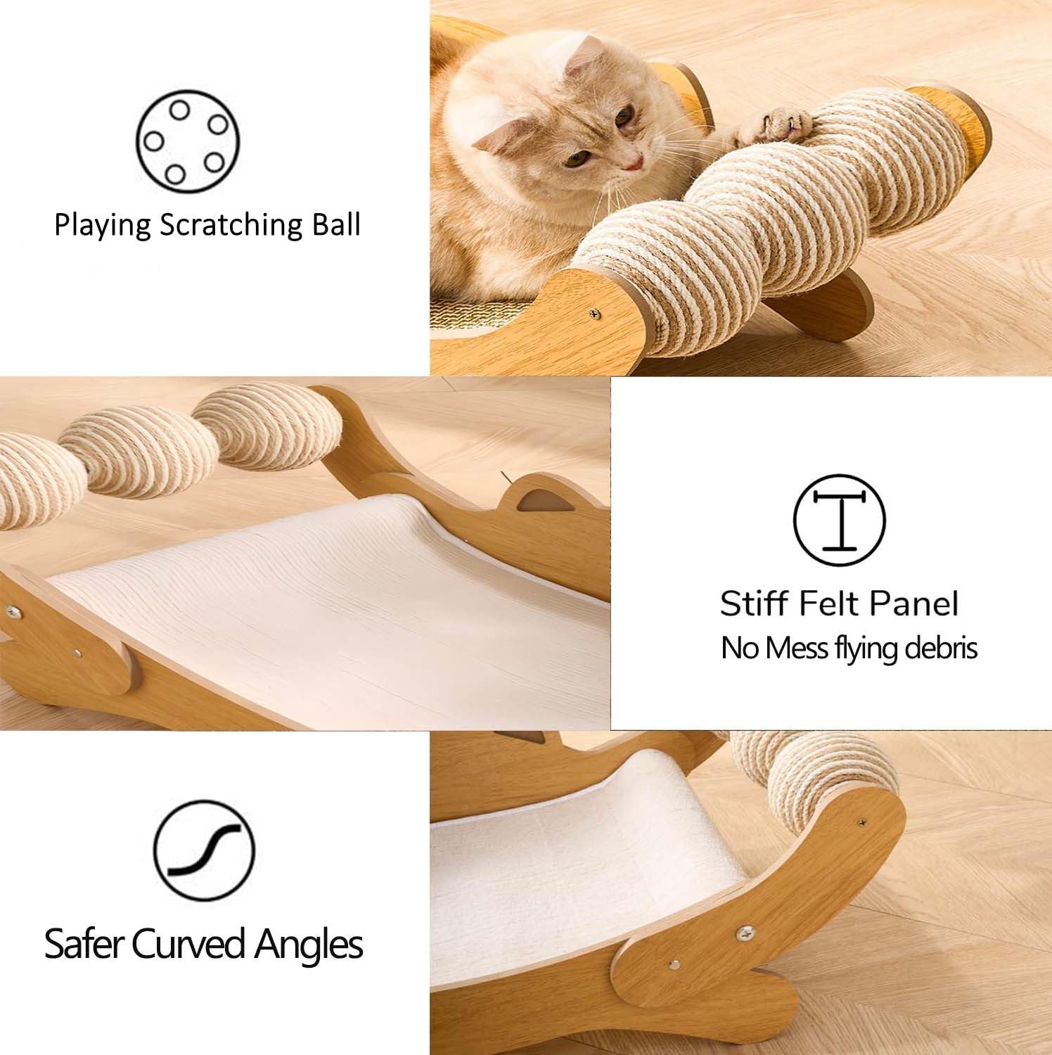 Detalle de FUNACAY Cat Scratch Pad with Replacement Felt — Large 3-in-1 Cat Scratcher Bed, Hammock Lounge