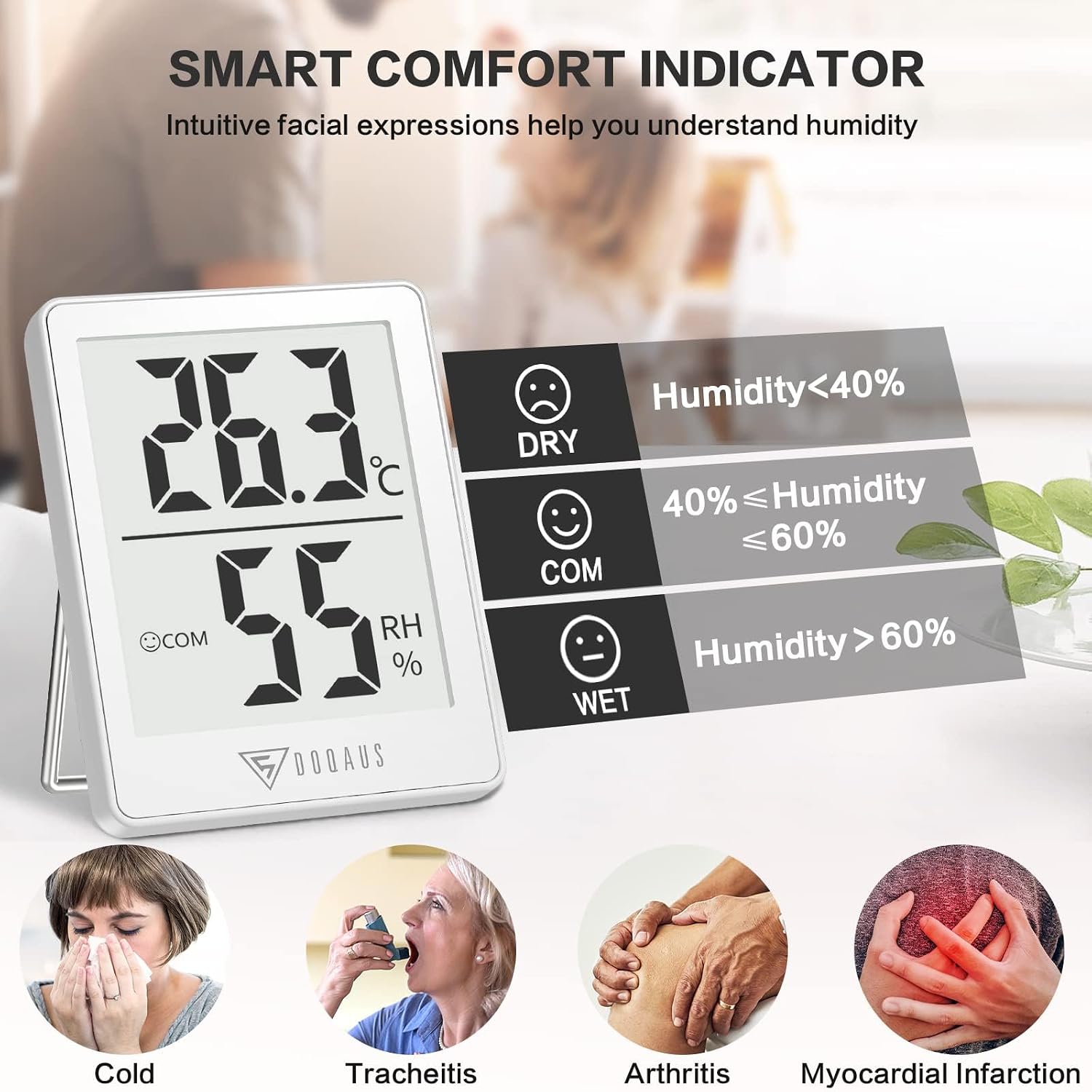 Thumbnail 1 de DOQAUS 3er Set Innen-Thermometer mit Hygrometer – präzise Temperatur- und Luftfeuchtigkeitsmessung mit Smiley-Indikator