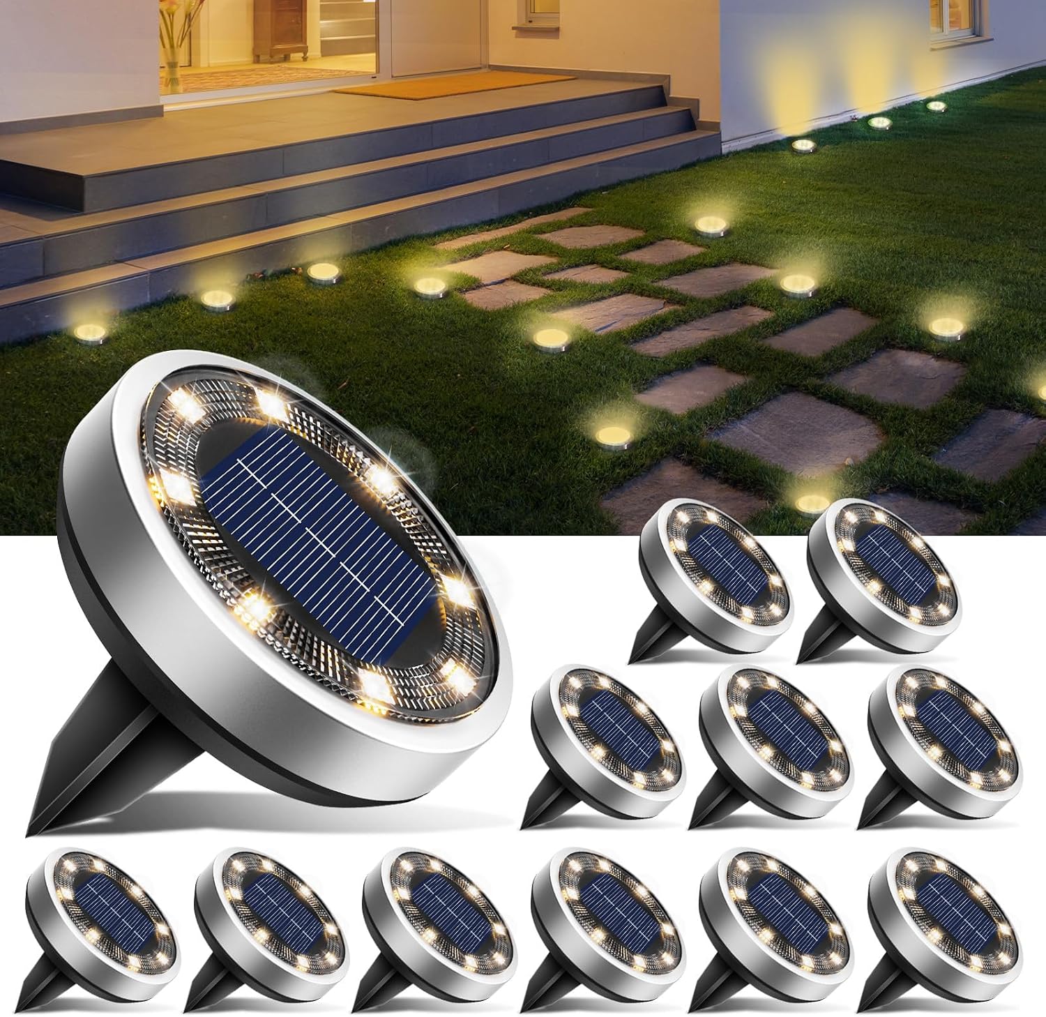 Thumbnail 6 de btfarm 8 Paquetes Luces Solares LED Exterior 8 LED Azul
