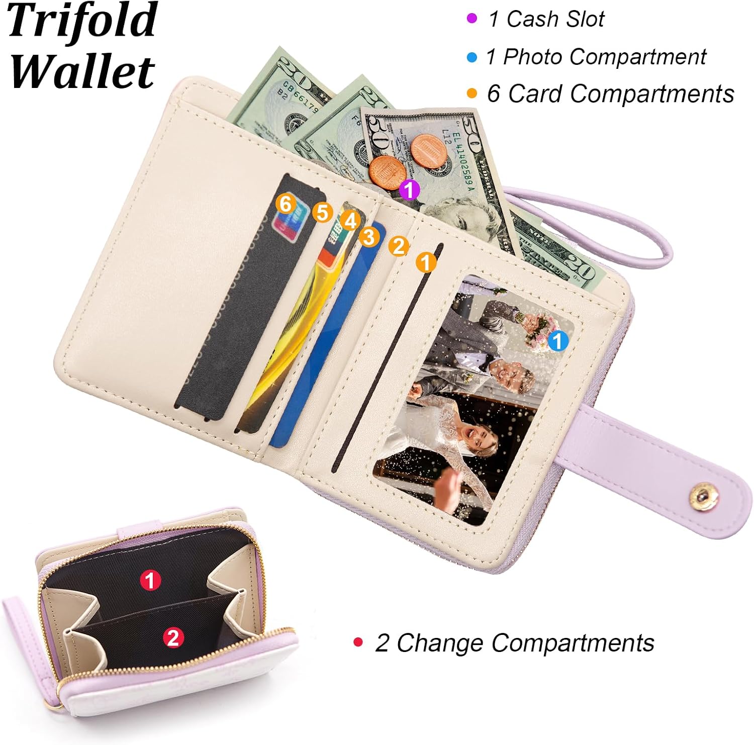 Thumbnail 5 de YAMEIZE floral leather wallet 11.5 cm