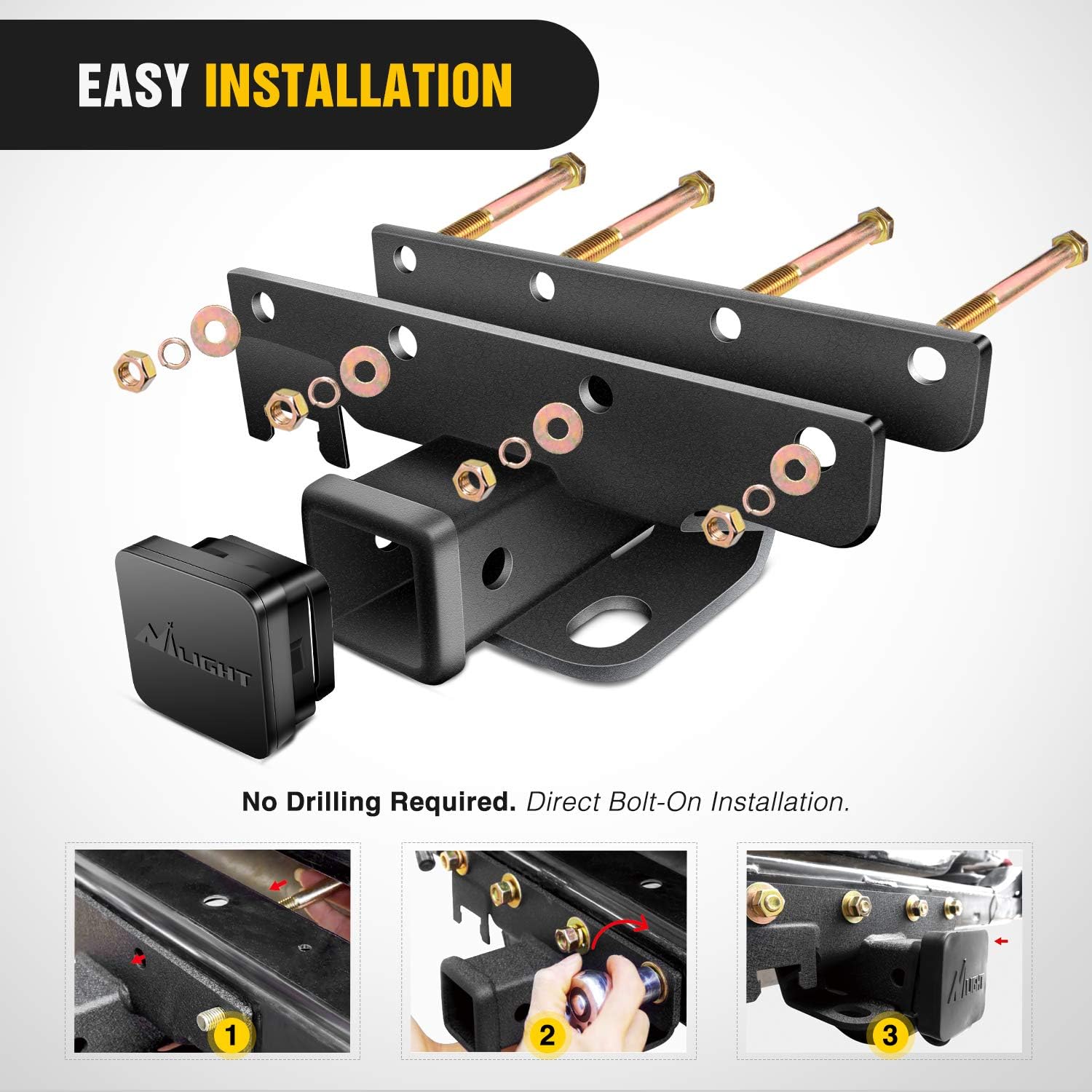 Thumbnail 4 de Nilight JK-61A 2-Inch Rear Hitch for Jeep JK
