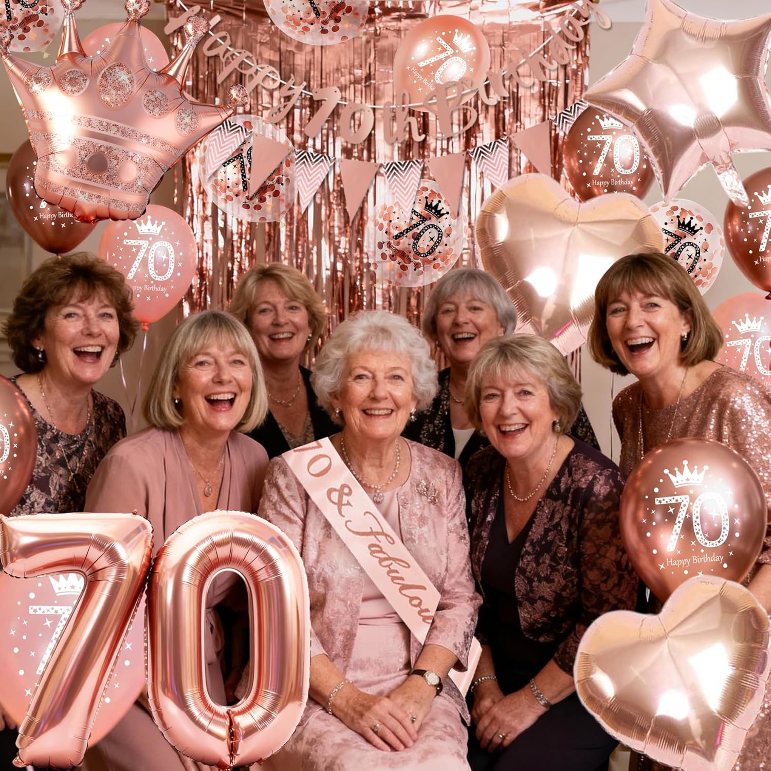 Thumbnail 4 de VICTERR 70th Birthday Decorations – Rose Gold Party Kit
