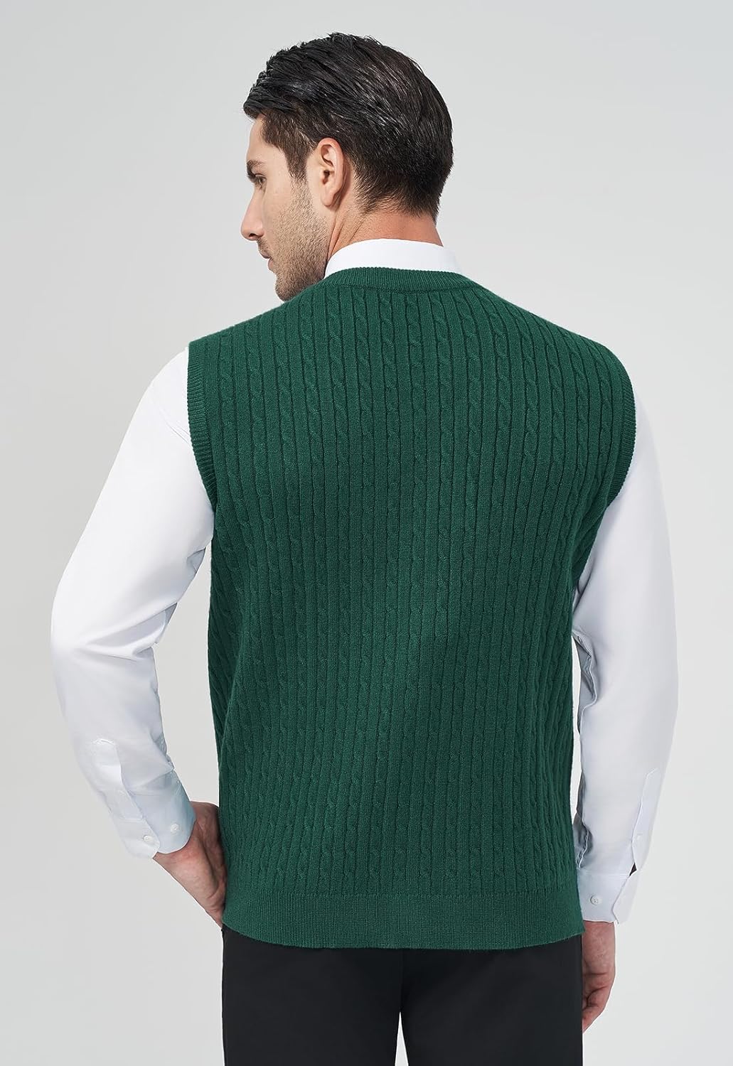 Thumbnail 2 de KUYIGO Men's V Neck Knitted Gilet Vest with Buttons – Premium Cable-Knit Tank Top