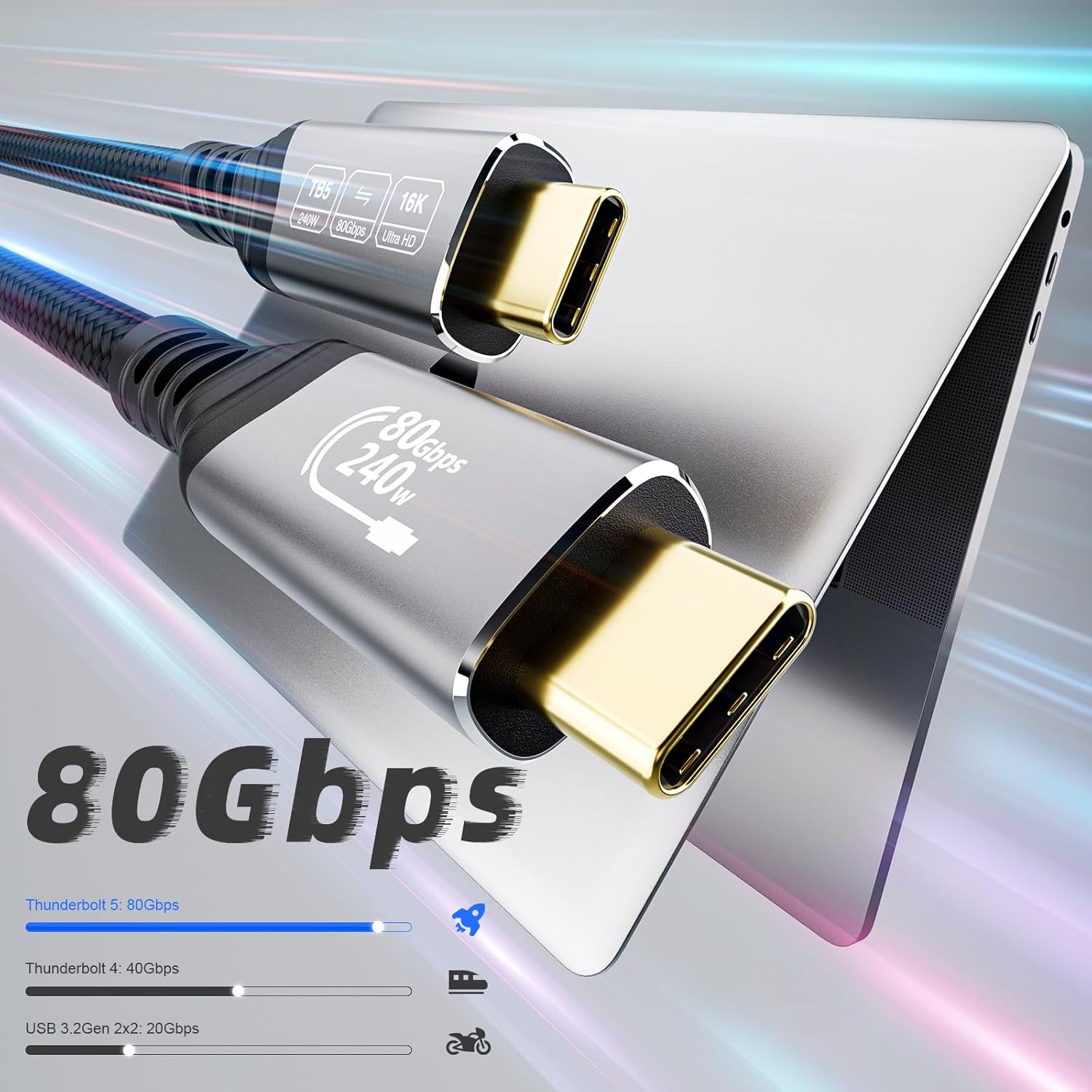 Thumbnail 2 de EUDOBEL Thunderbolt 5 Kabel 1m USB C 80Gbps