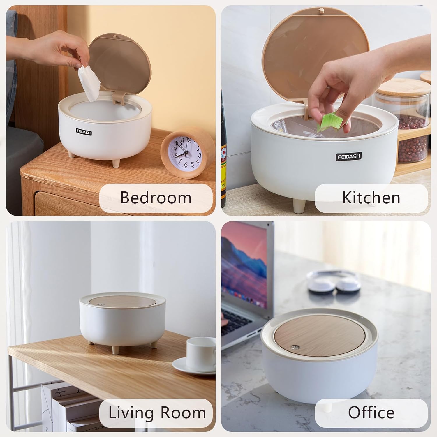 Thumbnail 6 de CRITIVE-S Desk Bin with Press lid – 2L mini desktop dustbin with 3 rubbish bags