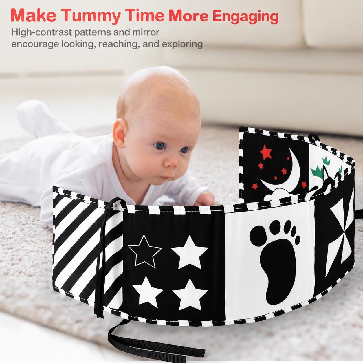 Detalle de URMYWO Black and White Tummy Time Baby Toys