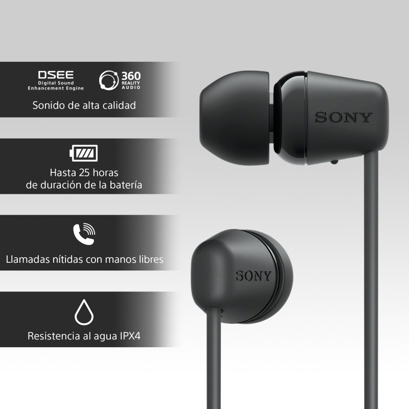 Detalle de Sony WI-C100 Auriculares Bluetooth negros