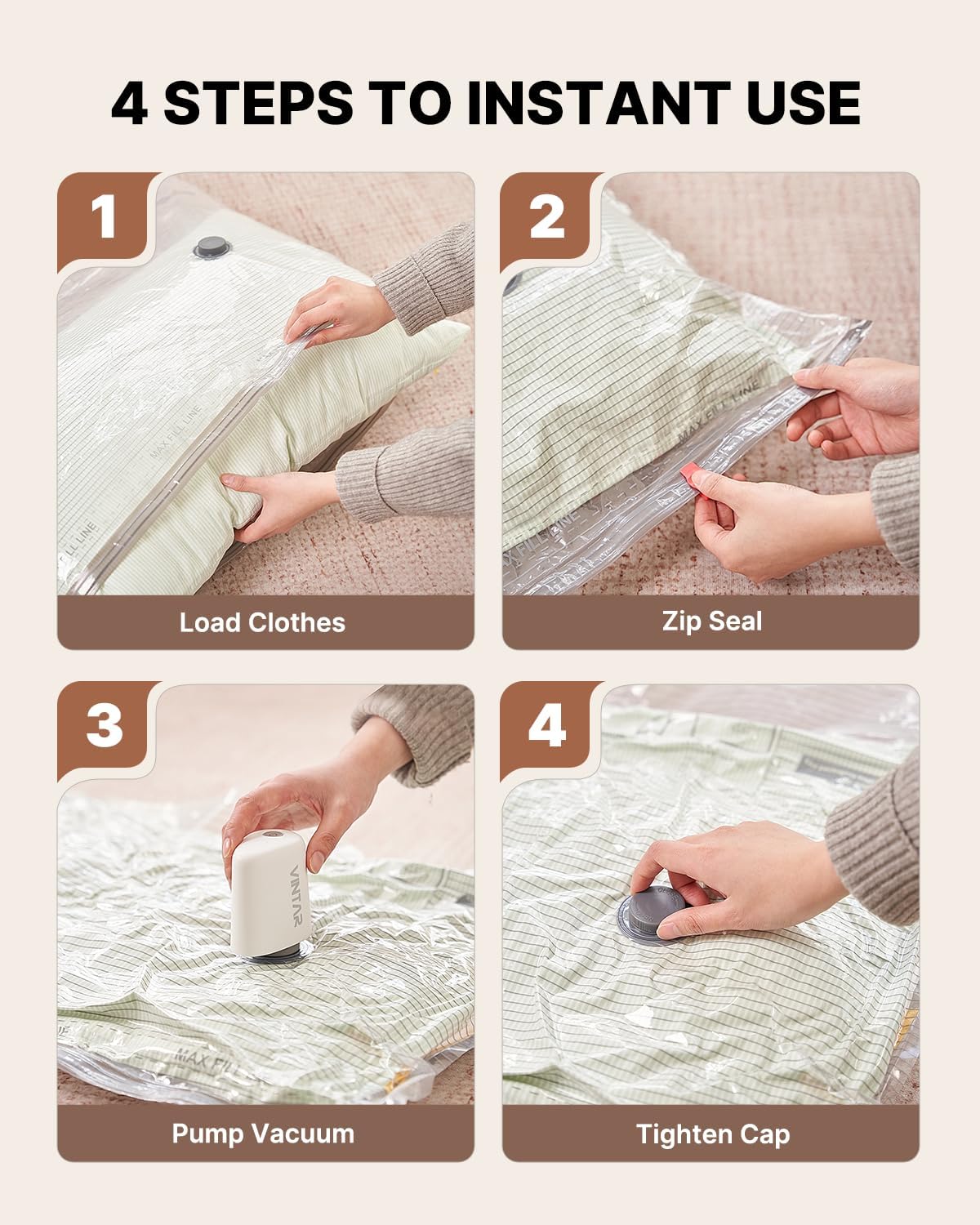 Detalle 2 de VINTAR Vacuum Storage Bags, 20-Pack