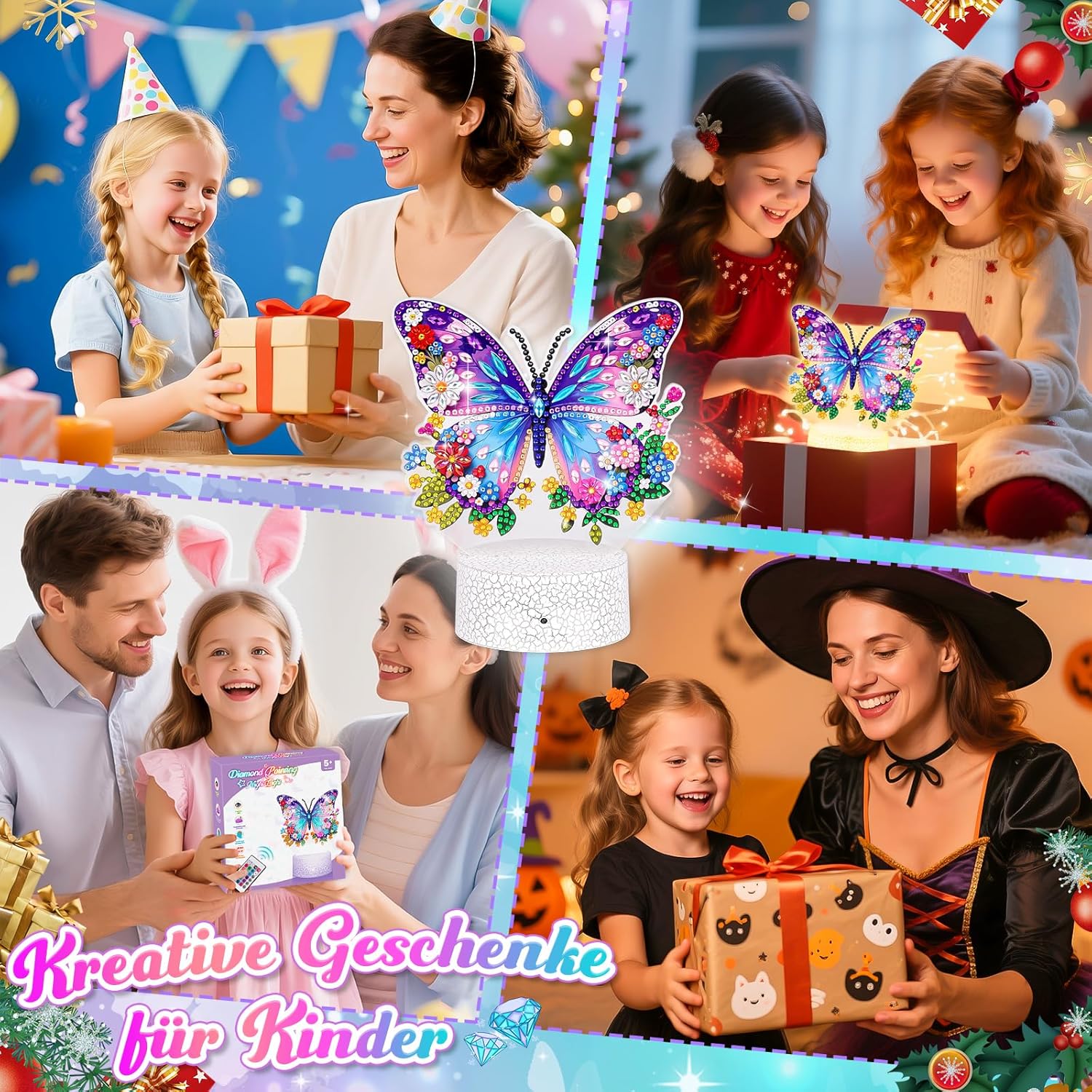 Detalle 2 de Osikay Diamond Painting Geschenk für Mädchen – Schmetterling mit Nachtlicht (ab 6 Jahren)
