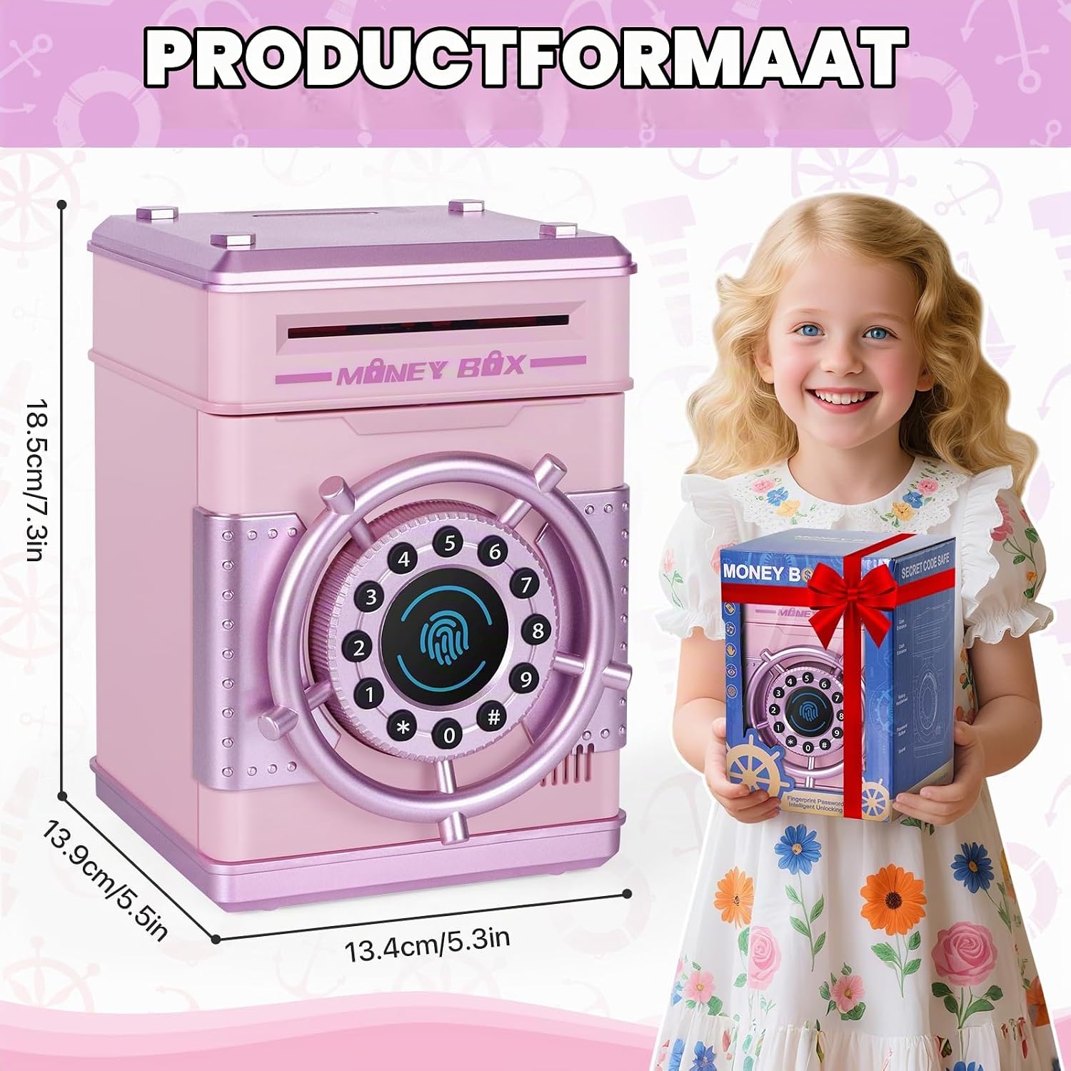 Thumbnail 6 de Yellcetoy YE941 elektrische spaarpot in roze met code, muziek en muntsleuf