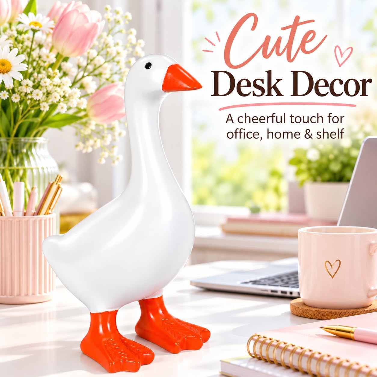 Thumbnail 3 de Desk Goose 7 Inch Cute Office Decor Desktop Statue Gift with Magnetic Beak – Positive Vibes for Women