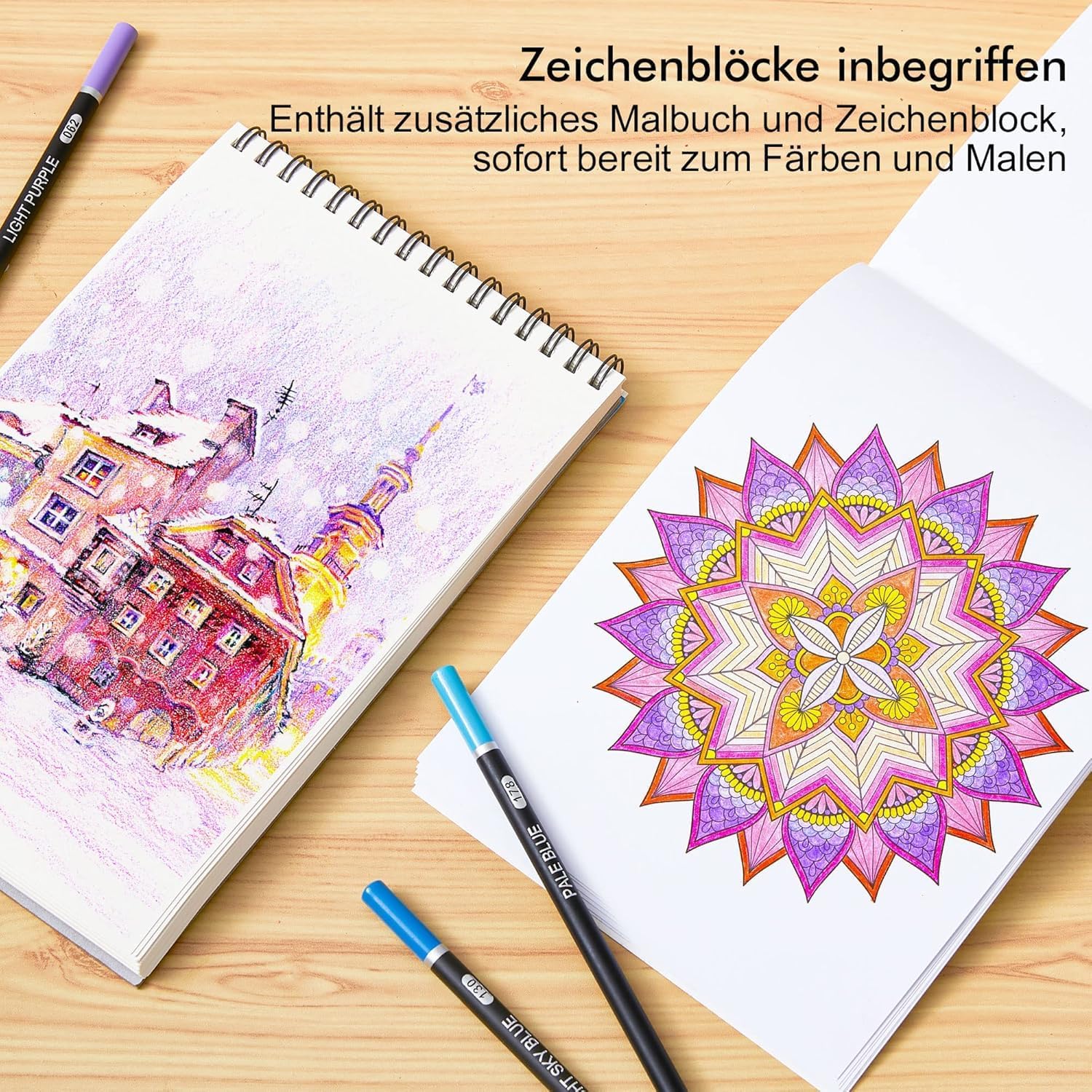 Thumbnail 2 de Shuttle Art Buntstifte-Set mit 80 Farben für Erwachsene und Kinder – inkl. Malbuch, Skizzenbuch und Zubehör