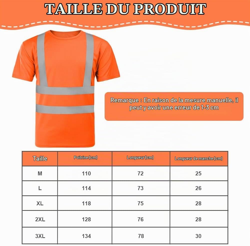 Detalle 2 de AUYAO T-shirt met hoge zichtbaarheid, reflecterende strepen en korte mouwen