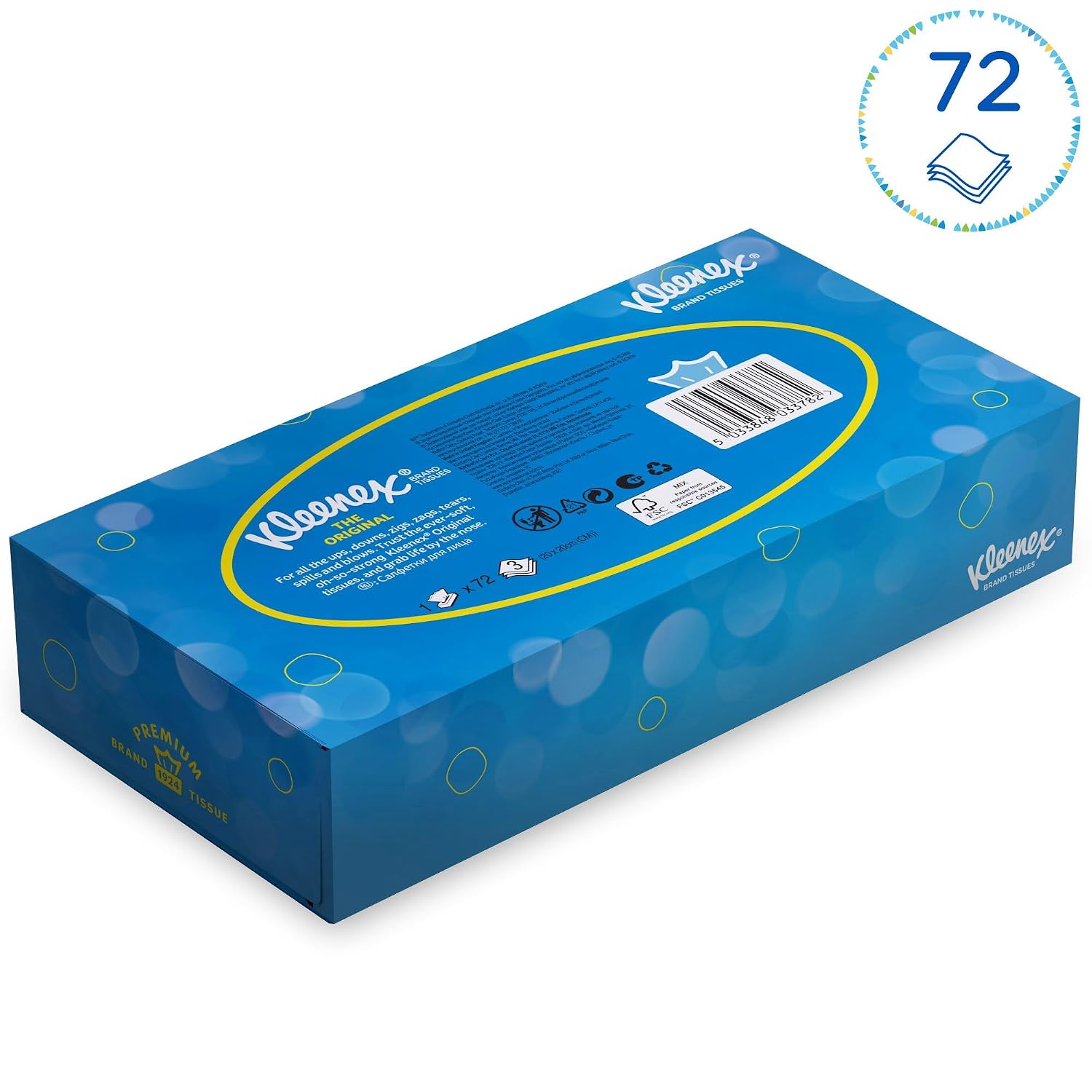 Detalle de Kleenex Kosmetiktücher in Taschentücher Box – 3-lagig, parfümfrei, dermatologisch getestet (864 Taschentücher, FSC-zertifiziert)