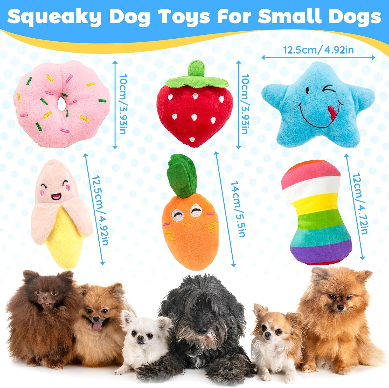 Detalle 2 de Squeaky dog toys 6 pack for puppies