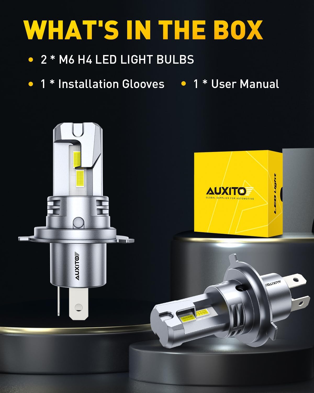 Thumbnail 6 de AUXITO H4 LED Headlight Bulbs — 900% Brighter, 6500K Cool White, 360° Lighting, CANBUS Ready (Pack of 2)