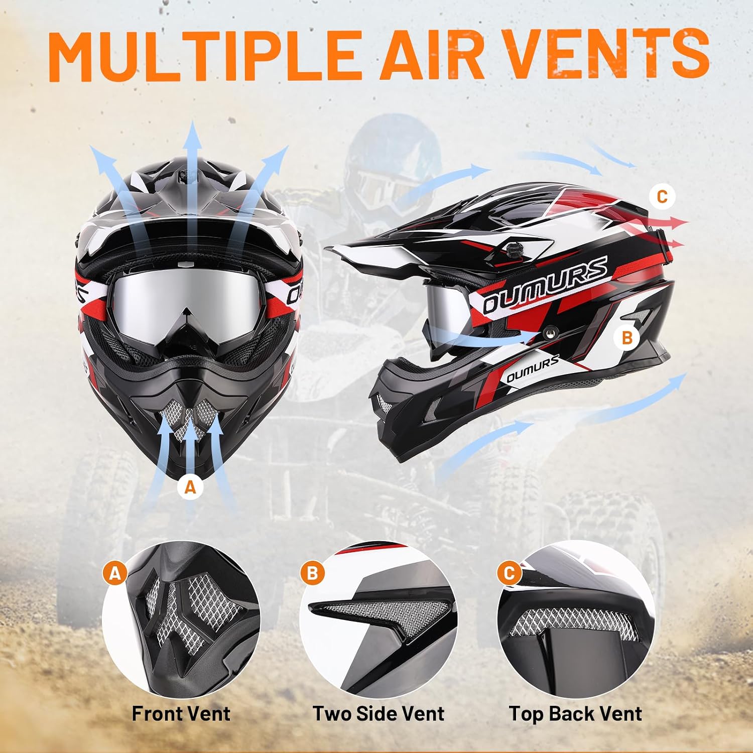 Detalle 2 de OUMURS DOT Adult M Helmet with Visor
