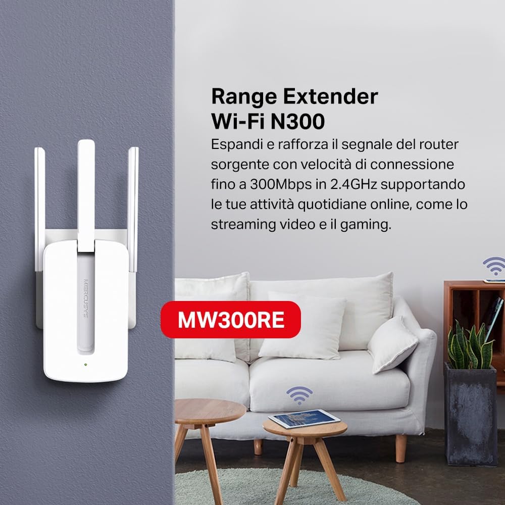 Thumbnail 1 de MERCUSYS MW300RE ripetitore WiFi 300 Mbps 📶