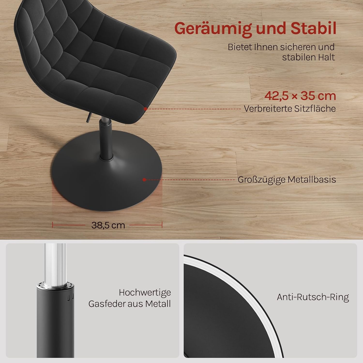Thumbnail 6 de WOLTU Schminktisch Stuhl Hocker 38–49,5 cm