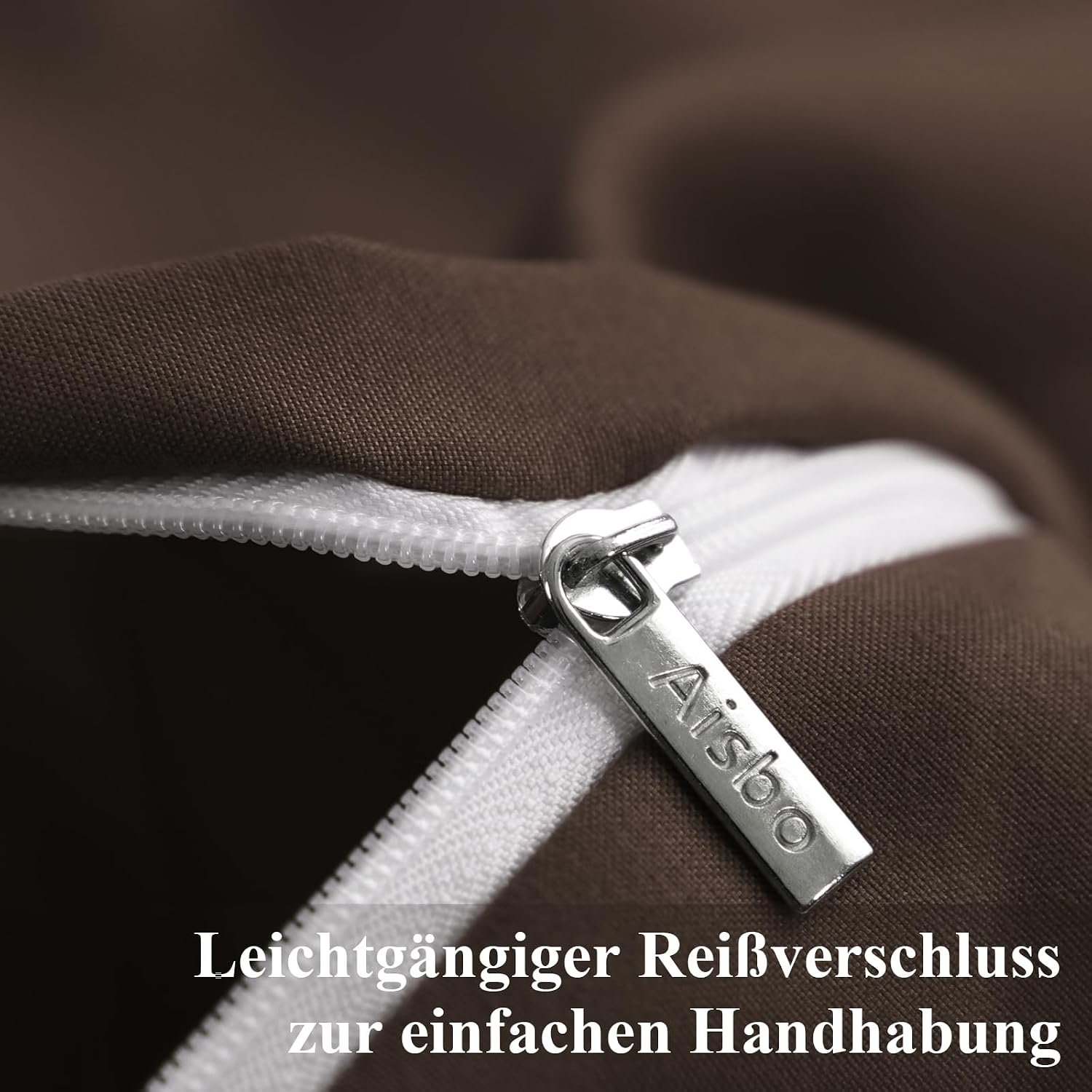 Thumbnail 3 de Aisbo Kissenbezug 80x80 cm – 2er Set aus Mikrofaser in Braun mit Reißverschluss