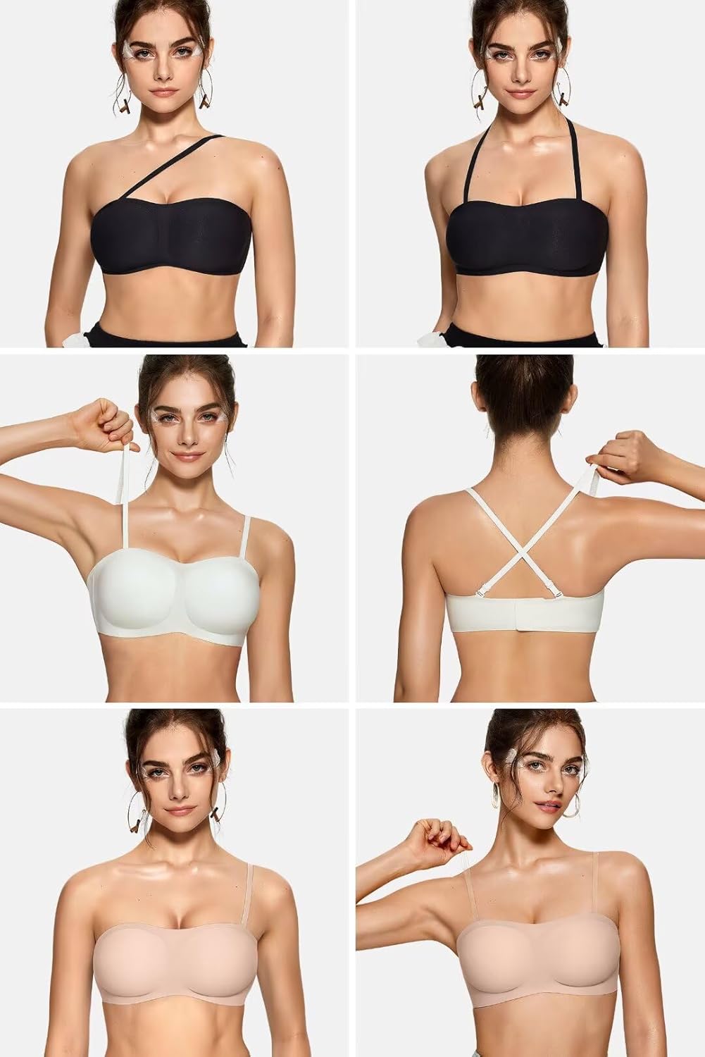 Detalle 2 de Vertvie Strapless Jelly Push Up Wireless Bandeau Bra