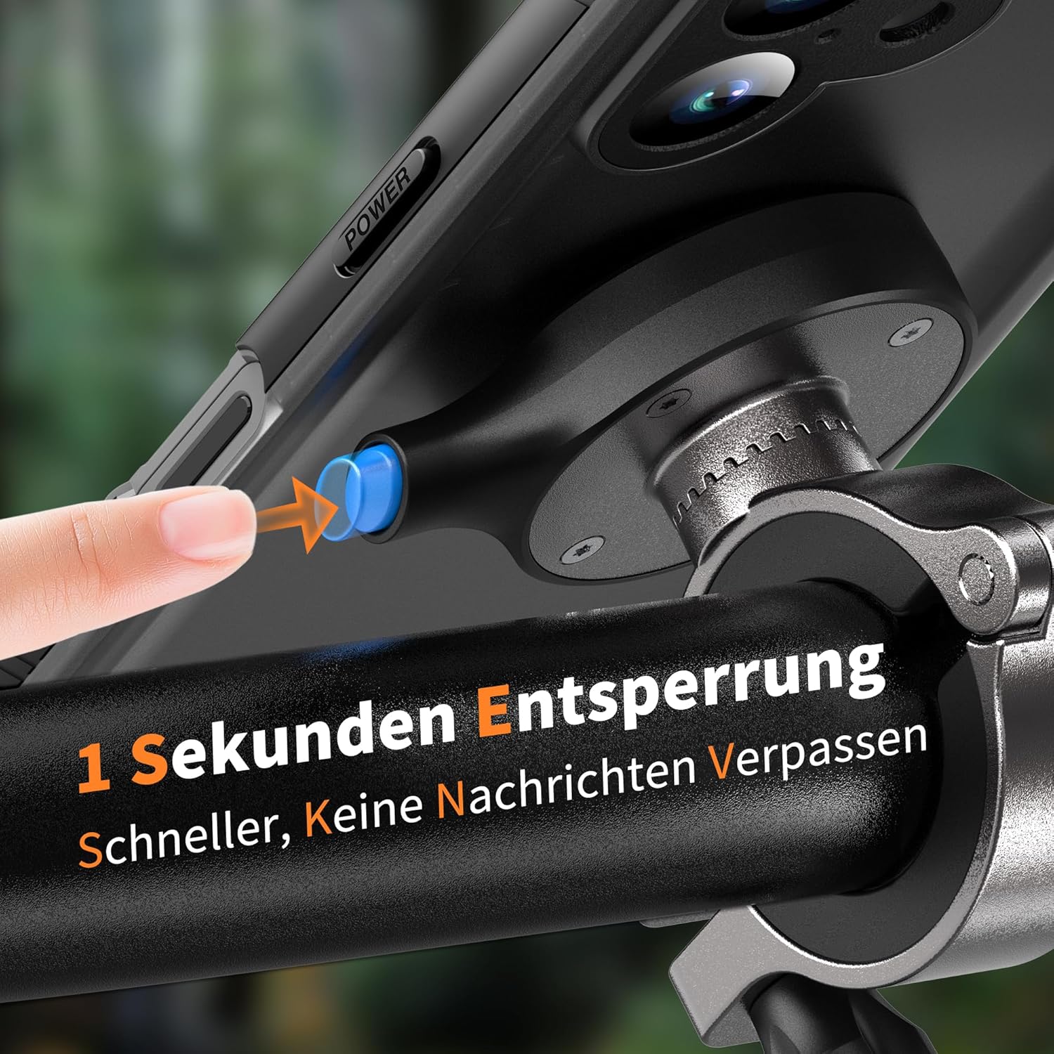 Detalle 2 de Cozycase Fahrrad-Halterung für iPhone 14 – Wasserdicht, Ein-Knopf Entriegeln & Automatisches Schloss