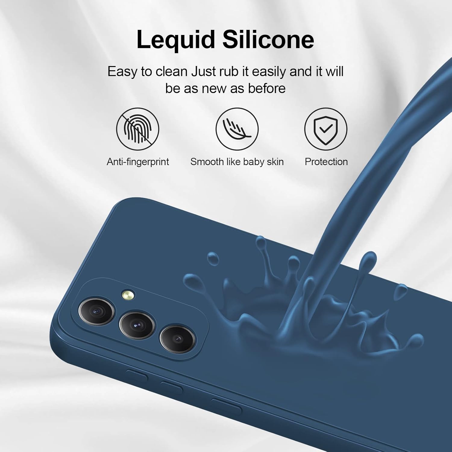 Thumbnail 3 de GiiYoon Hülle aus Flüssigsilikon für Samsung Galaxy A34 5G – Blau, Rundumschutz