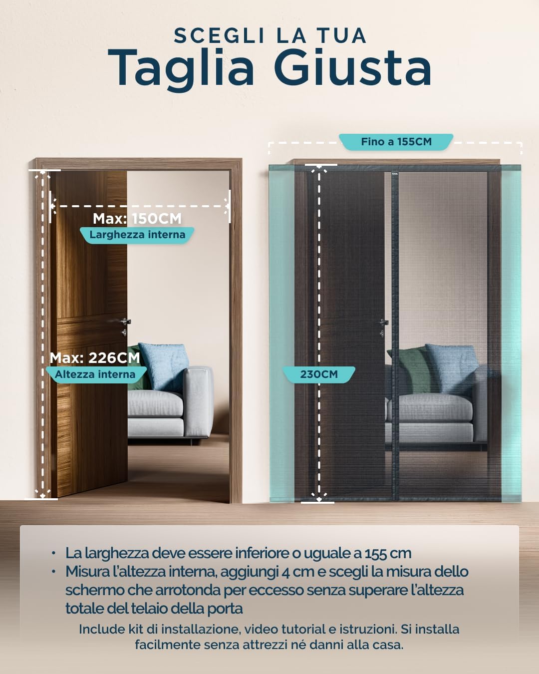 Detalle 1 de ARCOL Zanzariera Magnetica per porte 155x230 cm