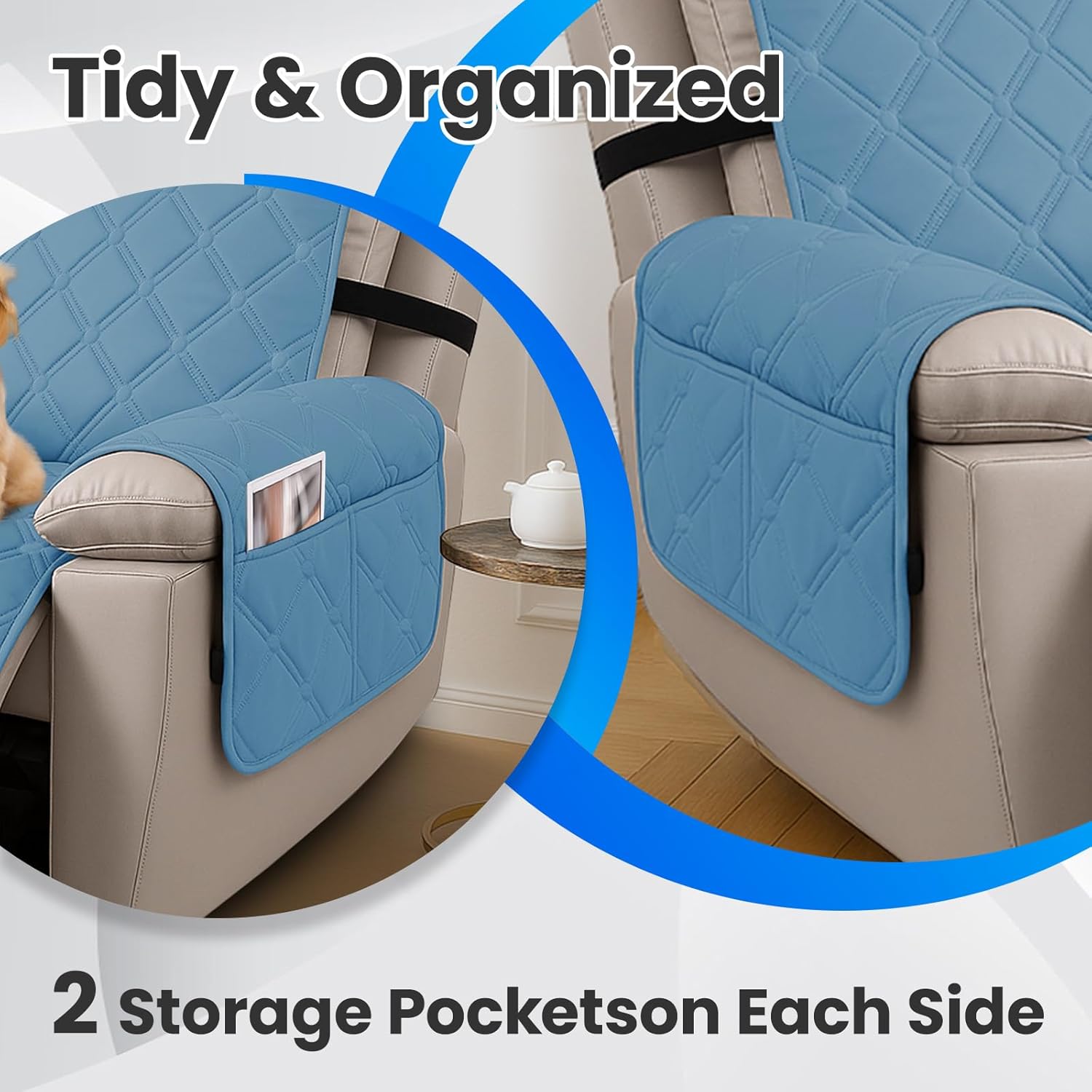 Thumbnail 6 de Ystyle housse 100% étanche pour fauteuil relax inclinable électrique 1 place, bleu aqua