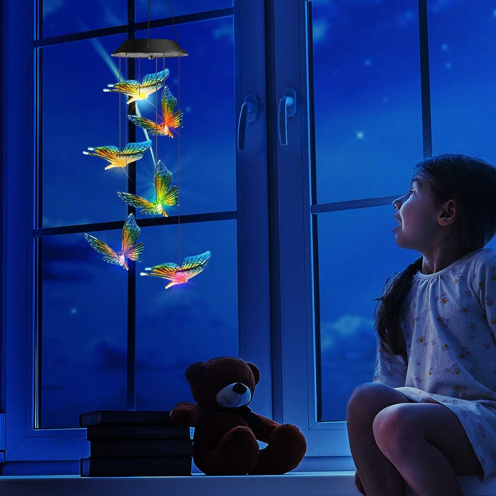 Thumbnail 3 de Qedertek Windspiele für Draußen – LED-Schmetterlinge mit Solarbetrieb und Farbwechsel