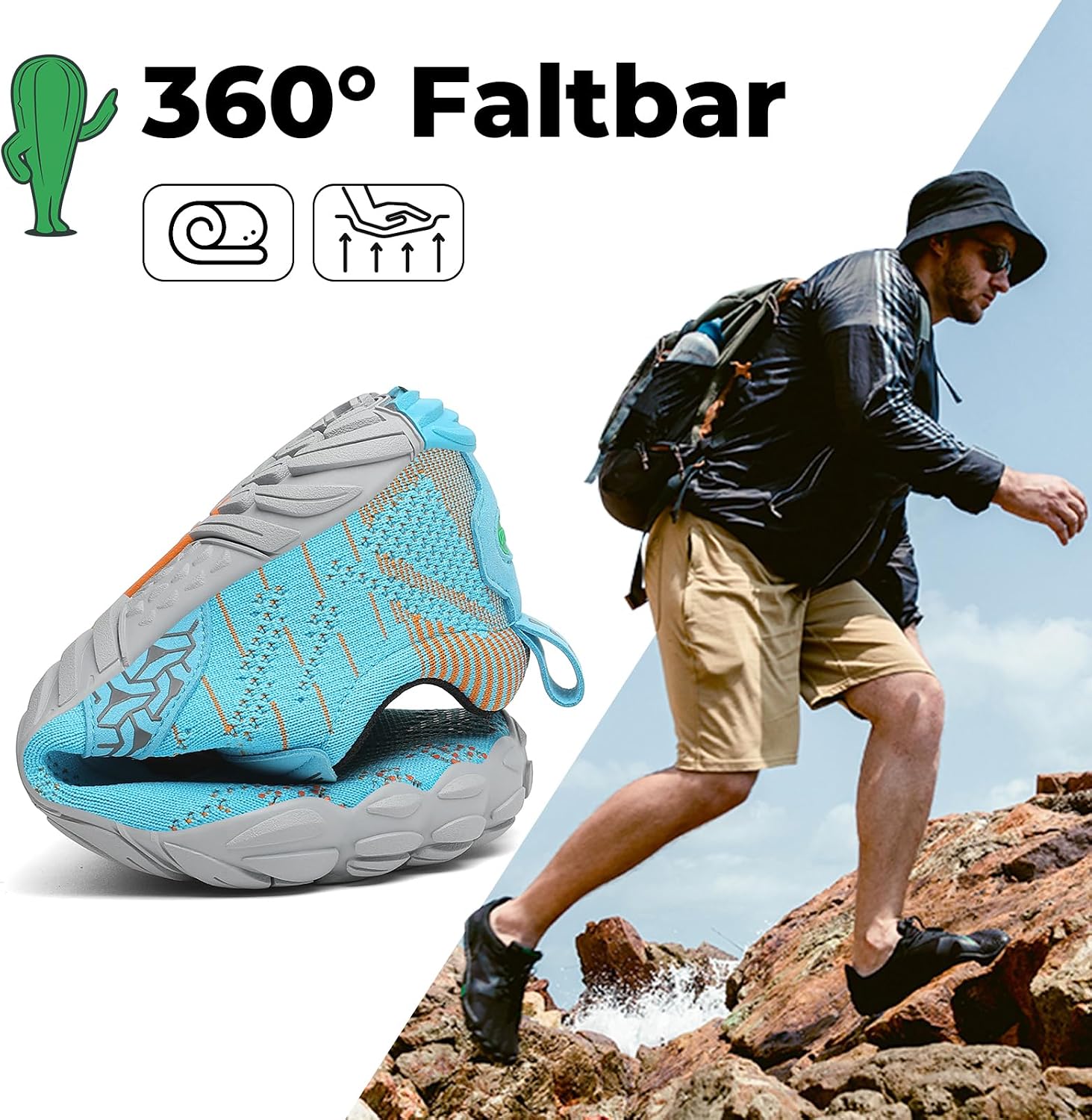Detalle de SAGUARO Unisex Barfußschuhe Outdoor mit Zehenbereich und Zero-Drop Sohle (Gr. 36–48)
