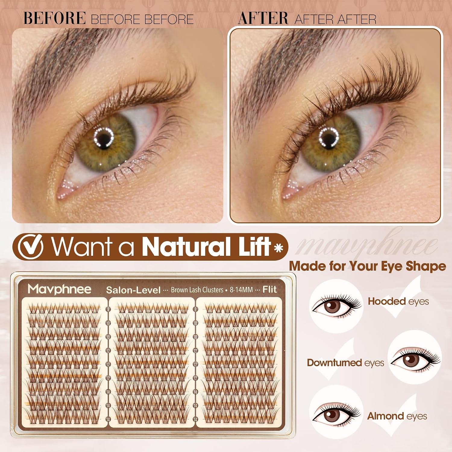 Thumbnail 4 de Flit Brown Cluster Lash Extensions 8–14 mm