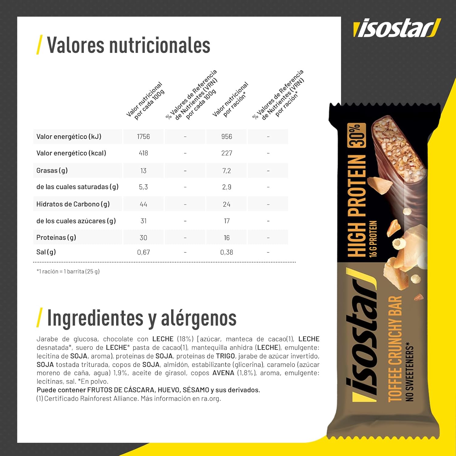 Thumbnail 5 de Isostar Barrita High Protein Toffee 30 – 16 unidades